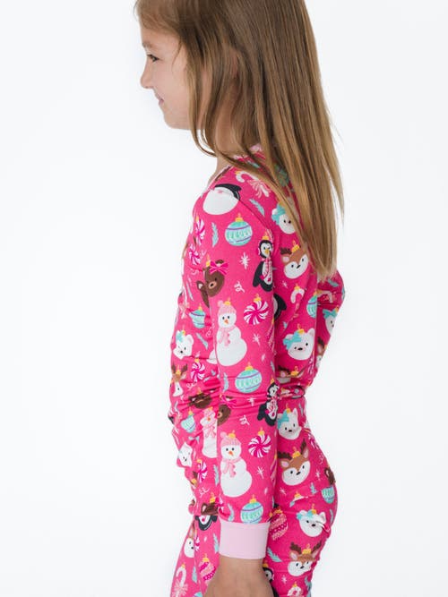 Rufflebutts Girls Softsnooze Ruffle Long Sleeve Pajama Set In Pink