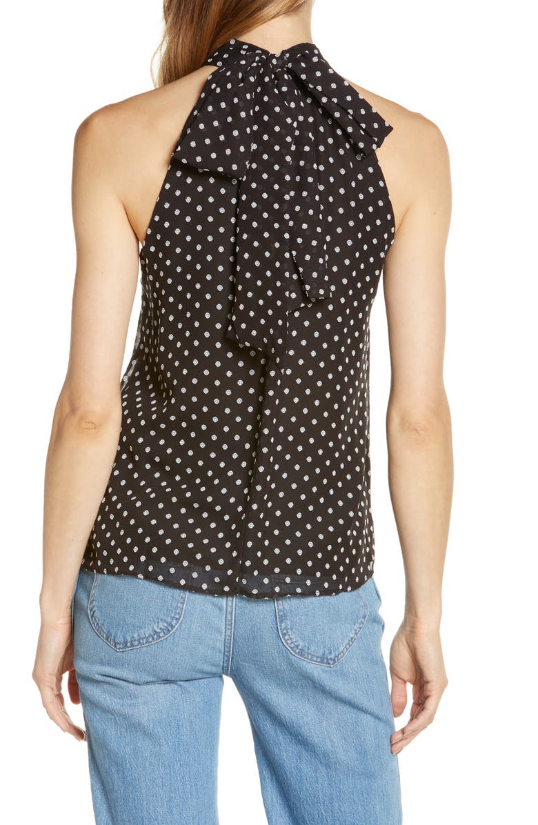 1.STATE Polka Dot Gathered Halter Neck Chiffon Top, Alternate, color, 