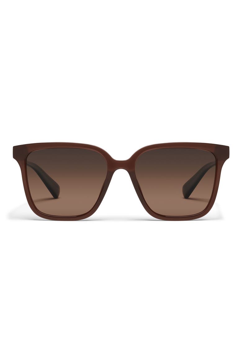Try Me 55mm Polarized Square Sunglasses, Main, color, DARK BROWN/ DARK FAWN POL