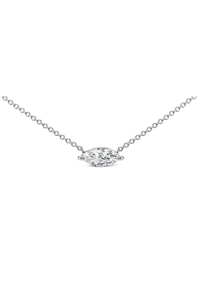 14K White Gold 1/2 Cttw Marquise Lab-Grown Diamond Solitaire Pendant Necklace, Main, color, White