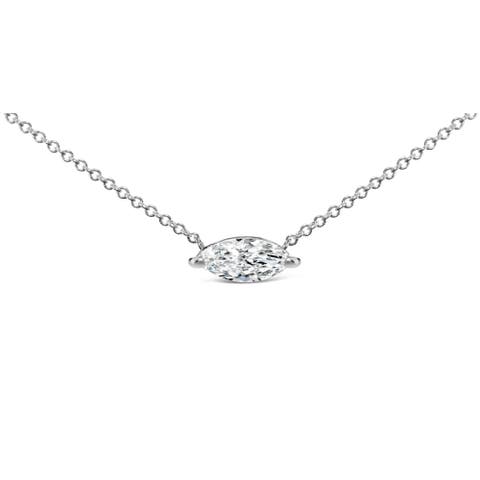 14K White Gold 1/2 Cttw Marquise Lab-Grown Diamond Solitaire Pendant Necklace