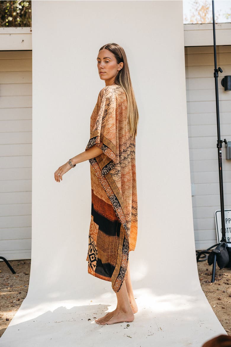 Long Caftan June, Alternate, color, Brown & Orange