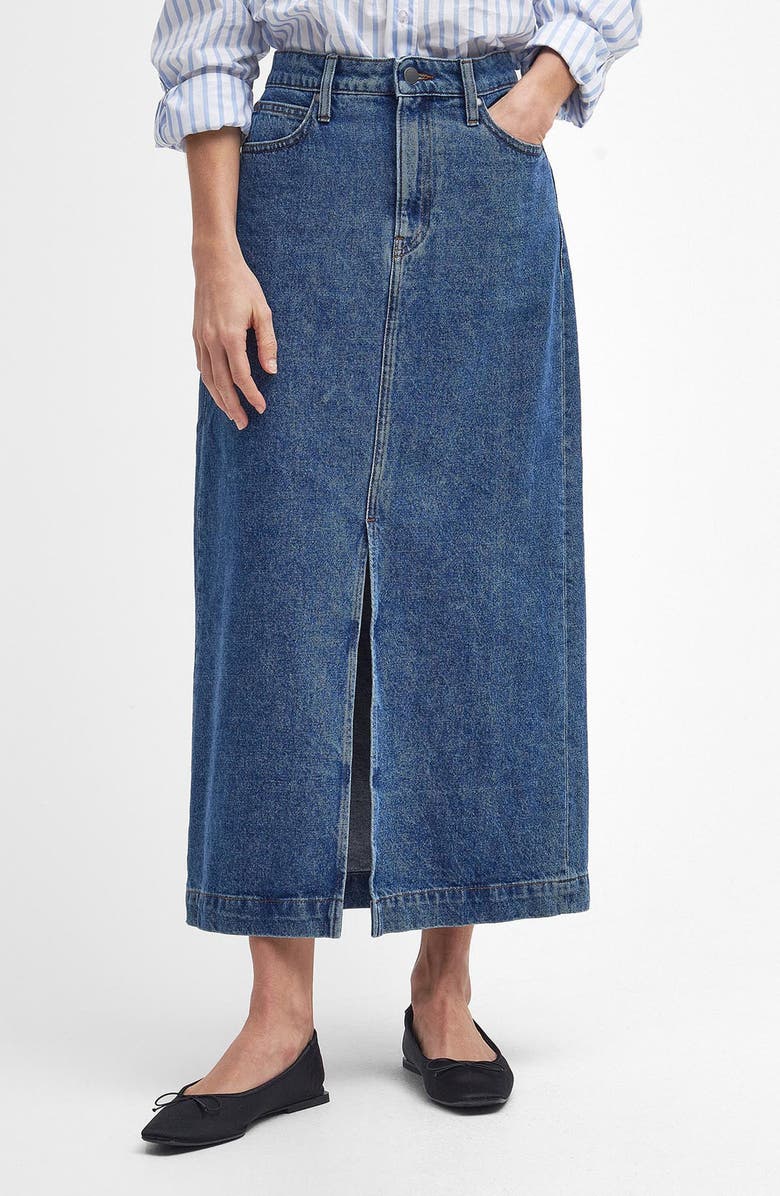 Barbour Ella Nonstretch Denim Midi Skirt, Main, color, 