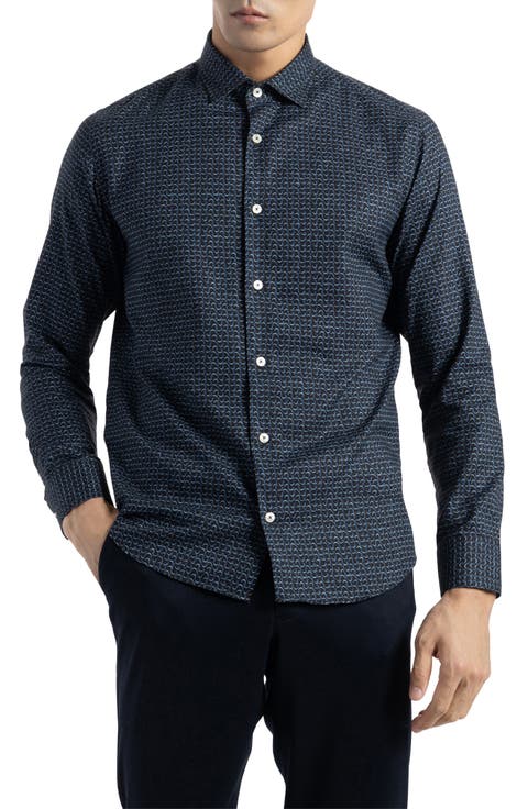 Soft Italian Print Dress Shirt