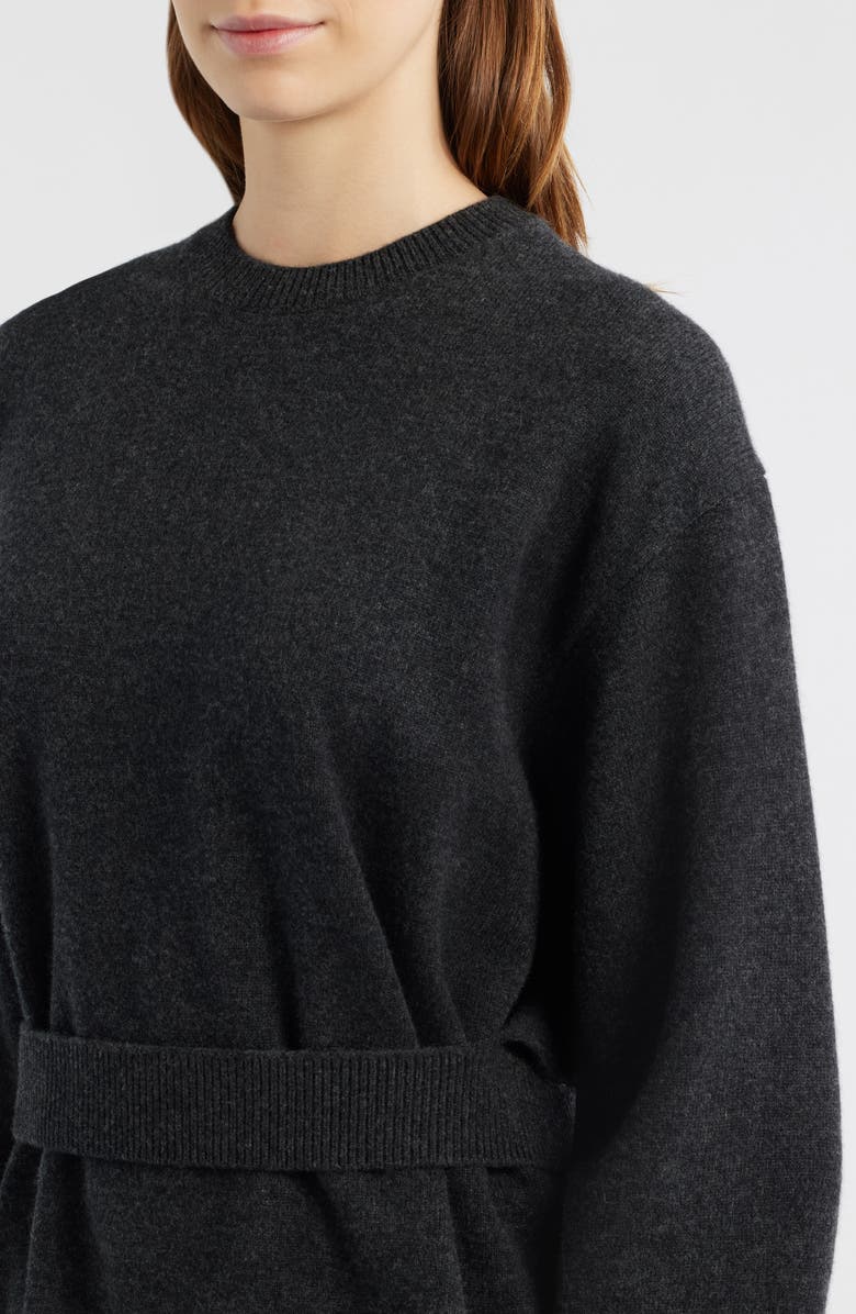 COS Alter Belt Detail Merino Wool Sweater, Alternate, color, Grey Dark