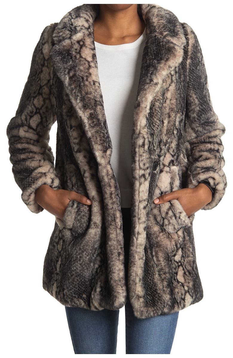 BCBGeneration Faux Fur Python Coat, Main, color,