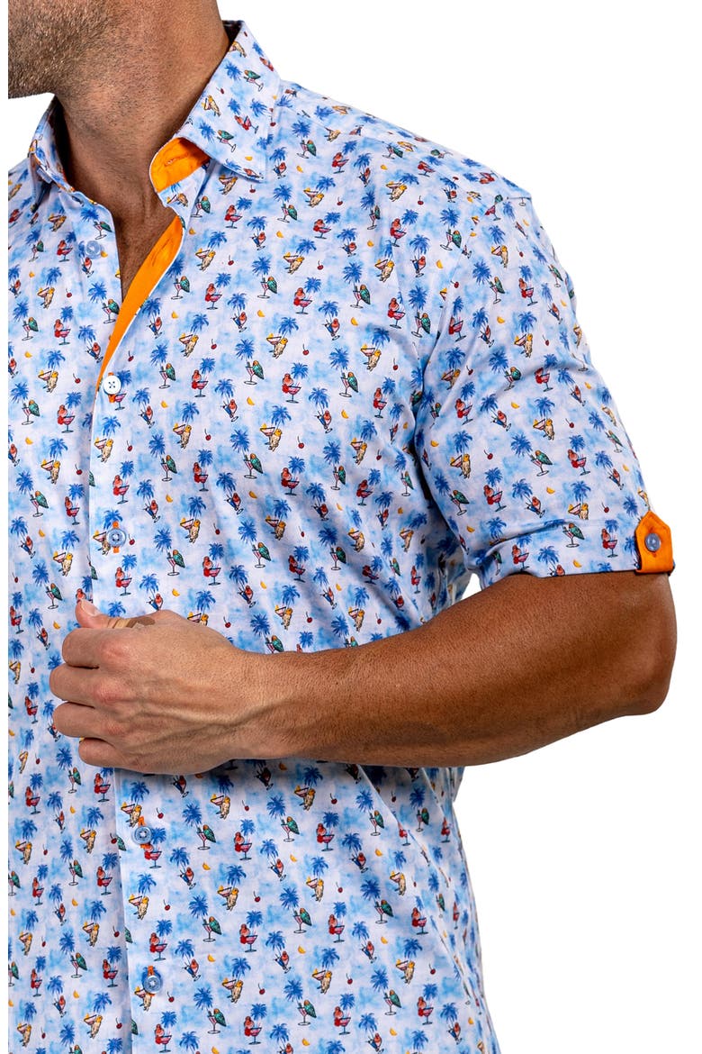 Galileo Marthy Short Sleeve Button-Up Shirt, Alternate, color, BLUE