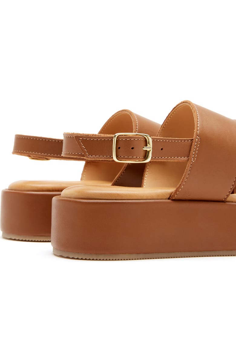 La Canadienne Sarai Waterproof Slingback Platform Wedge Sandal, Alternate, color, Cognac Leather