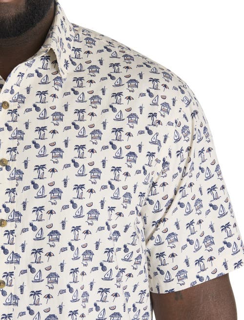 Oak Hill By Dxl Big & Tall Tropical Drink Sport Shirt