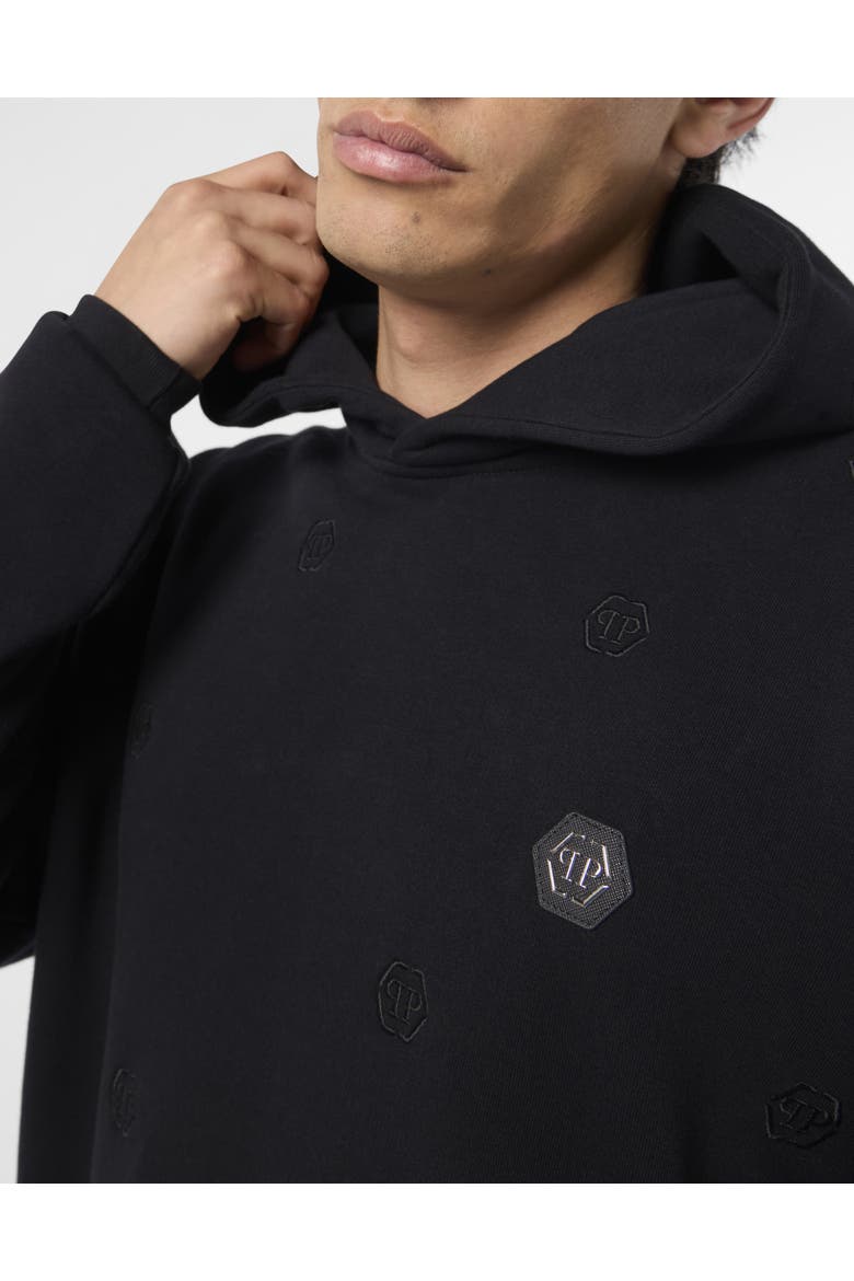 Embroidered Hoodie Sweatshirt Monogram Monogram Men, Alternate, color, black/black