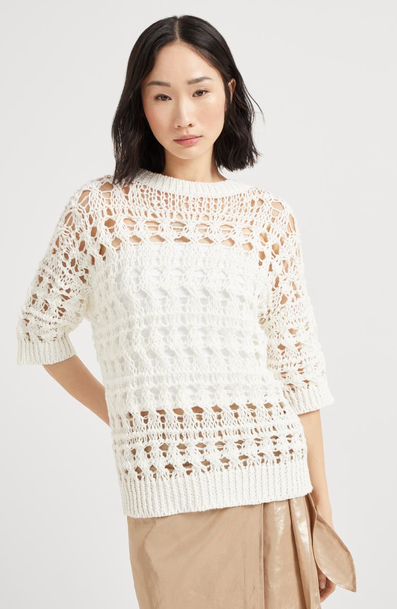 Brunello Cucinelli Textured net sweater, Alternate, color,