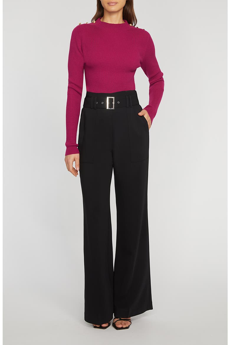 The Diana Belted High Waist Flare Pants, Alternate, color, NOIR
