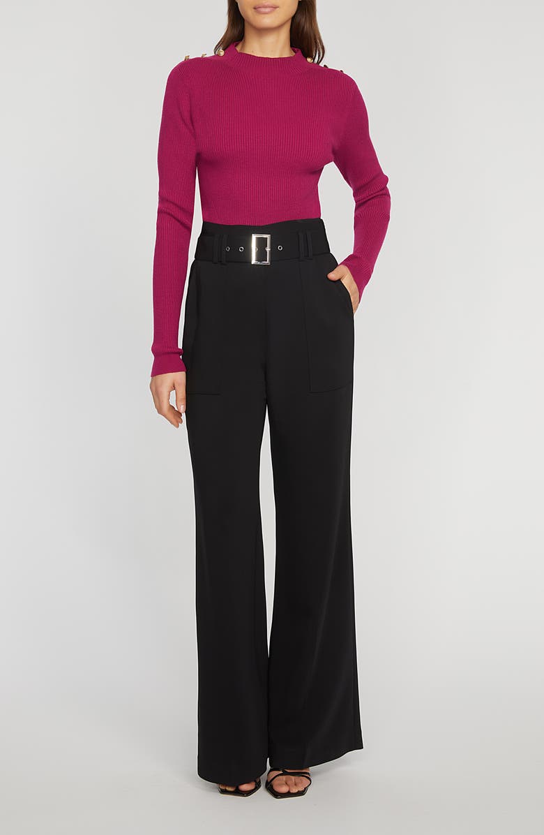 Elie Tahari The Diana Belted High Waist Flare Pants, Alternate, color, Noir