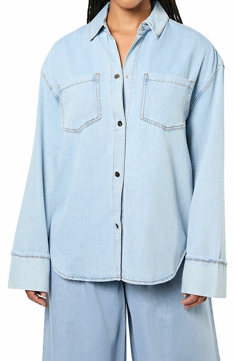 WeWoreWhat Denim Cuff Shirt, Alternate, color, 