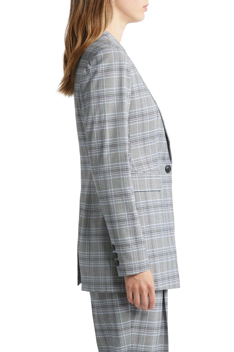 Glen Plaid One-Button Blazer, Alternate, color, BLACK- TEAL CHECK