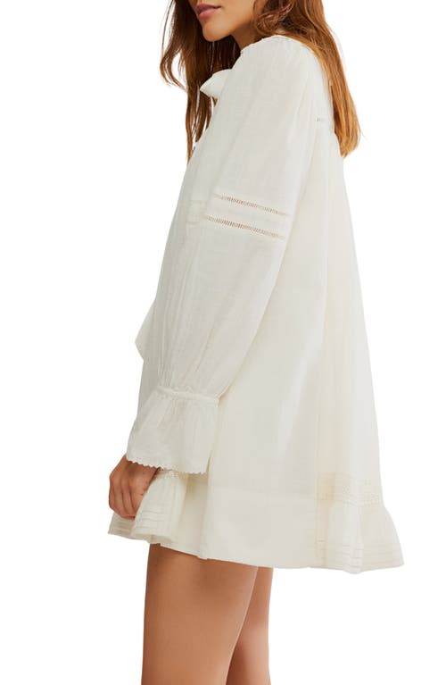 Free People 5 O'clock Tea Time Long Sleeve Cotton Babydoll Minidress In Multi