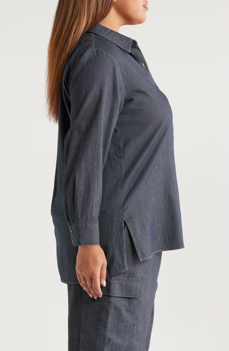 Eileen Fisher Classic Collar Easy Organic Cotton Button-Up Shirt, Alternate, color, Denim
