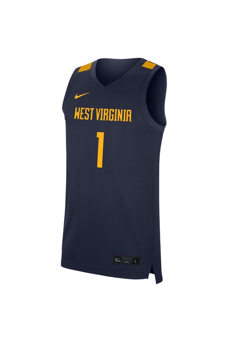Men's Nike #1 Navy West Virginia Mountaineers Replica Jersey, Alternate, color, Navy
