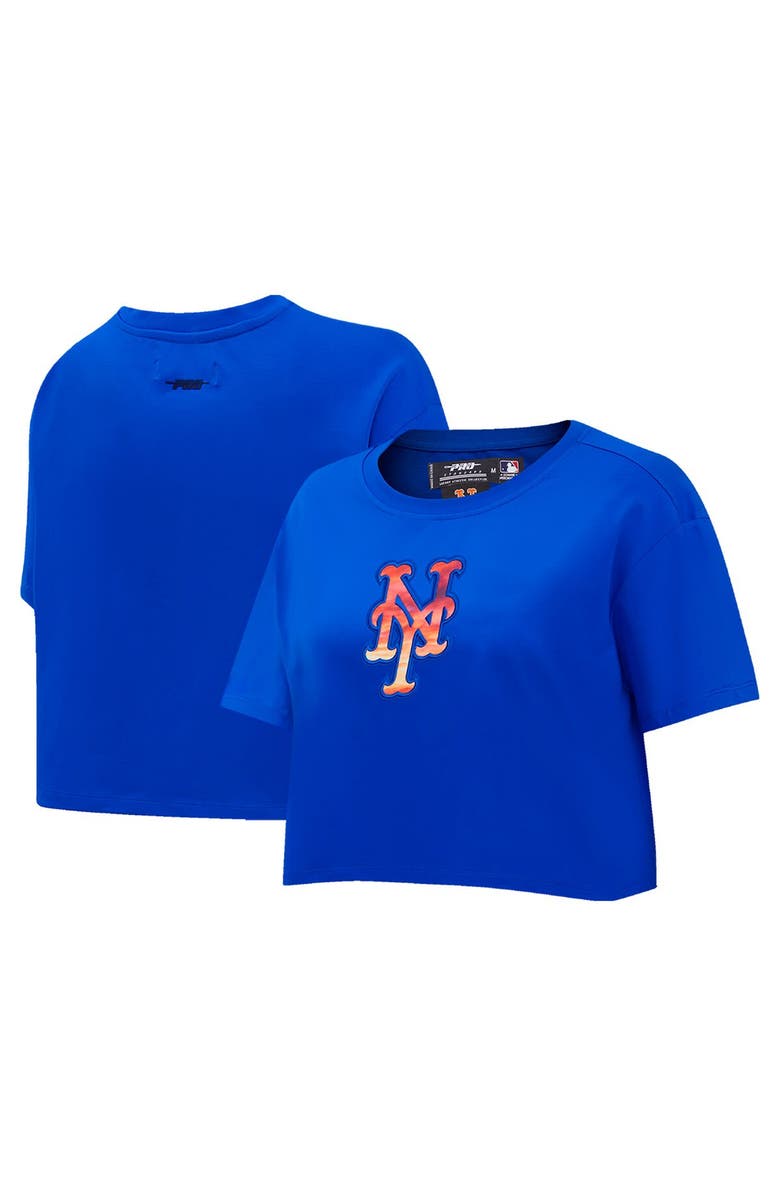 PRO STANDARD Women's Pro Standard Royal New York Mets Painted Sky Boxy Cropped T-Shirt, Alternate, color, Royal