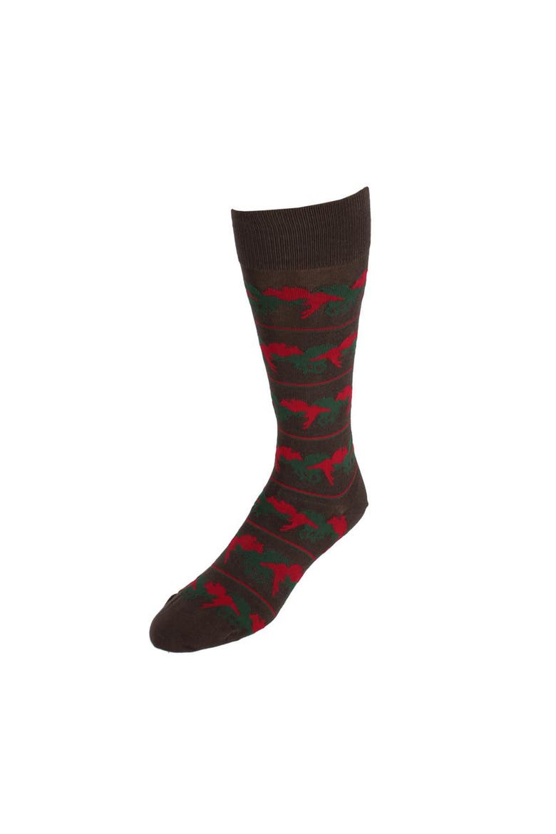 Win Place or Show Mid-Calf Cotton Blend Novelty Dress Sock, Main, color, Brown
