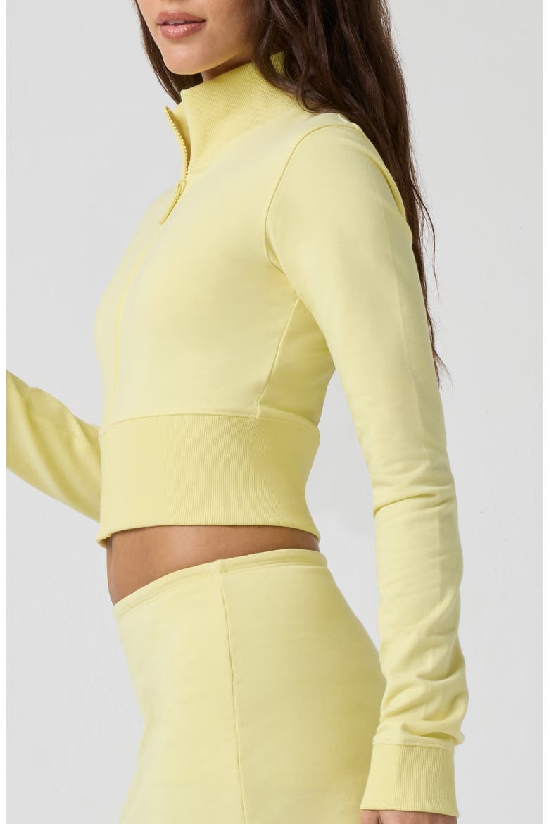 Crop Stretch Cotton Blend Track Jacket, Alternate, color, YELLOW IRIS