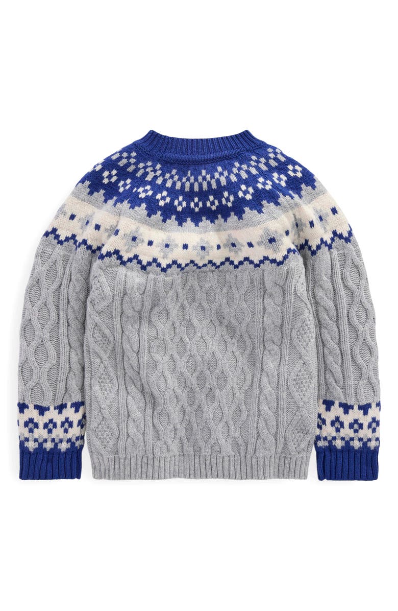 Boden Kids' Fair Isle Crewneck Sweater, Alternate, color, Grey Marl