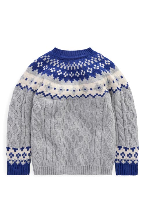Boden Kids' Fair Isle Crewneck Sweater In Gray