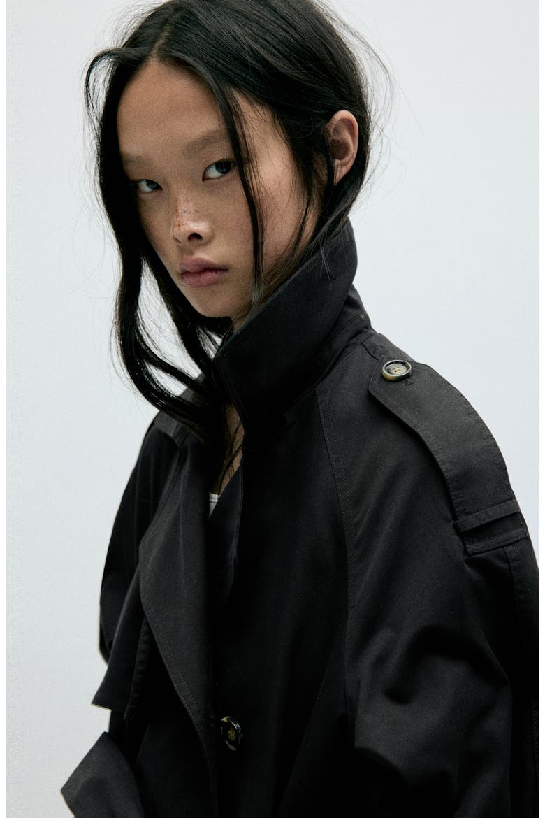 Angela Belted Trench Coat, Alternate, color, BLACK