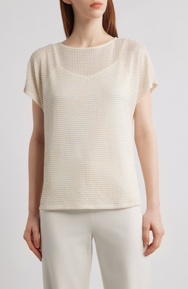 Anne Klein Metallic Stitch Boat Neck Top, Main, color, 