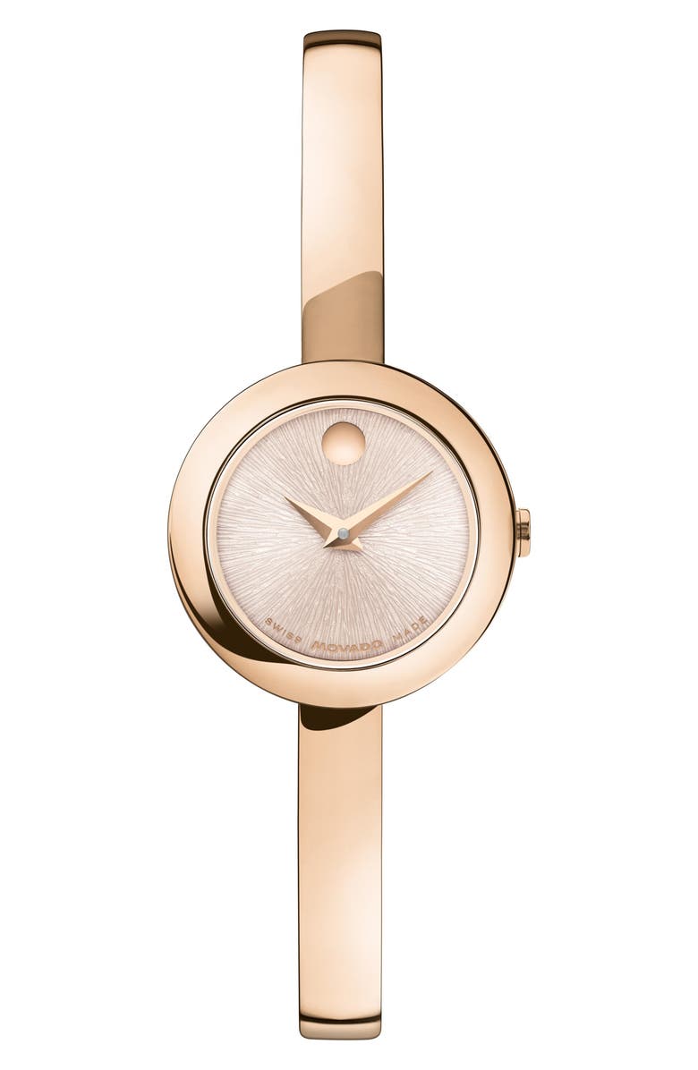 Movado Museum Round Bangle Watch, 21.50mm X 7.45mm, Main, color, Rose Gold