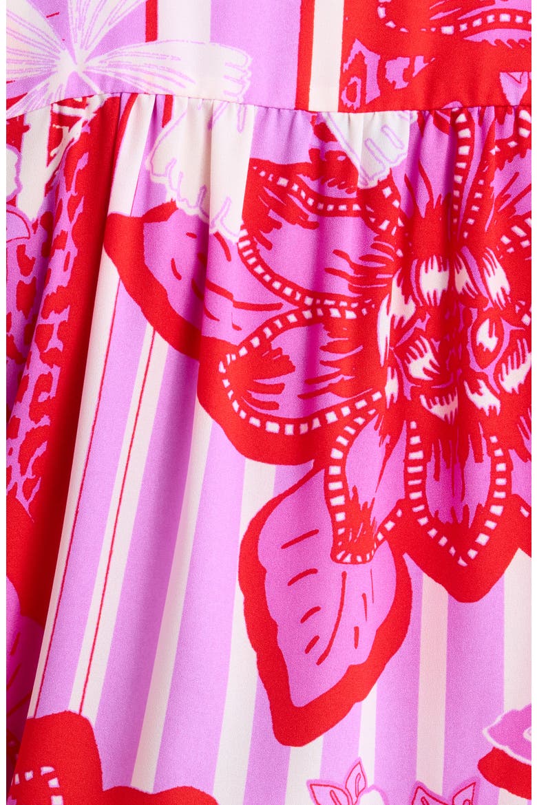 Barba Tropical Print Romper, Alternate, color, RED-WHITE-LAVENDER