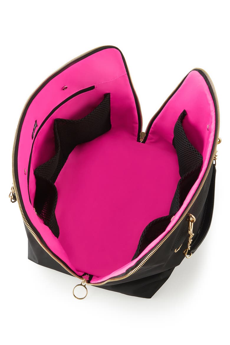 The Traveler Makeup Bag, Alternate, color, SATIN BLACK/ PINK