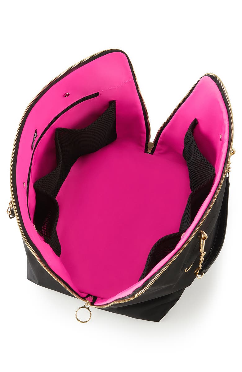 KUSSHI The Traveler Makeup Bag, Alternate, color, Satin Black/ Pink