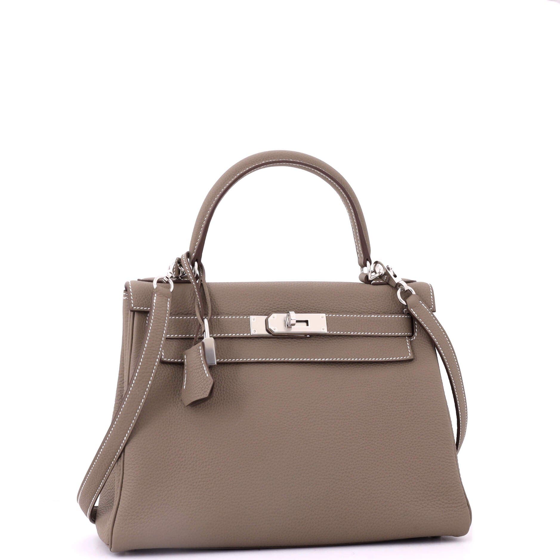 Pre-Owned Hermes Kelly Handbag Grey Togo with Palladium Hardware 28, Alternate, color, 
