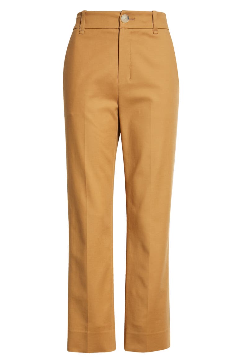 Cotton Blend Cigarette Trousers, Alternate, color, ALMOND