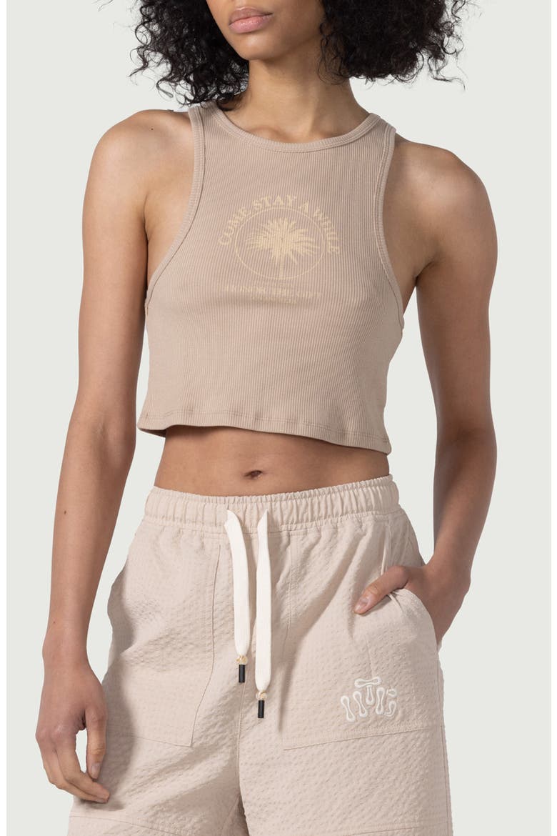 Rib Crop Graphic Tank, Main, color, OATMEAL