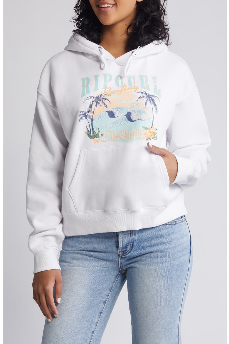 Paradise Palms Fleece Graphic Hoodie, Main, color, WHITE