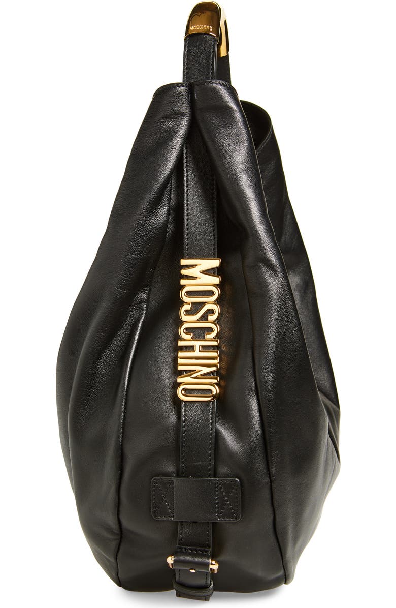 Moschino Handle Me Leather Hobo Bag, Alternate, color,