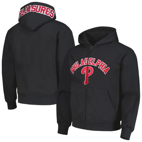 Men's PLEASURES Black Philadelphia Phillies Opening Day Full-Zip Hoodie