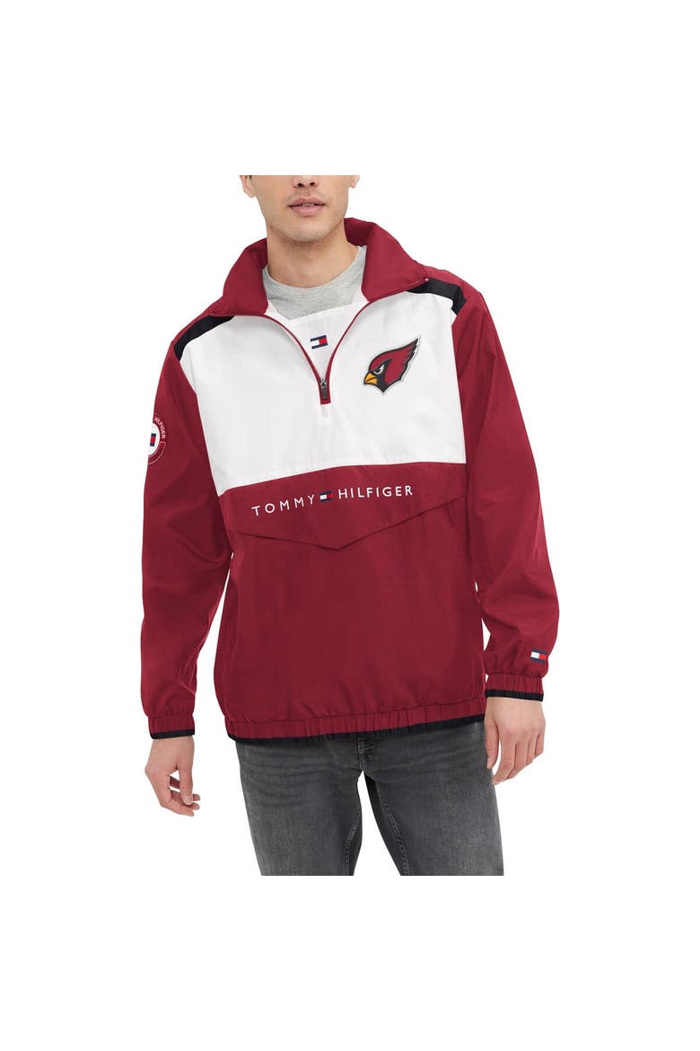 Men's Tommy Hilfiger Cardinal/White Arizona Cardinals Carter Half-Zip Hooded Top, Main, color, Cardinal