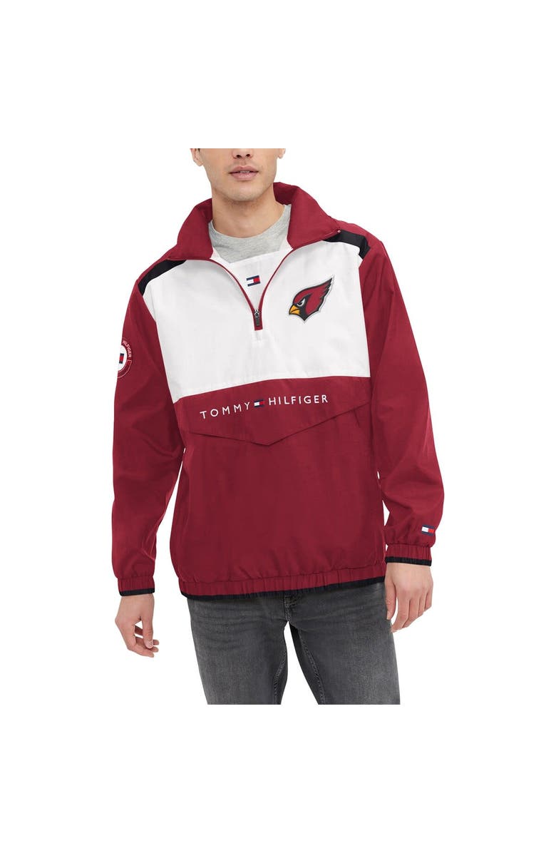 Tommy Hilfiger Men's Tommy Hilfiger Cardinal/White Arizona Cardinals Carter Half-Zip Hooded Top, Main, color, Cardinal