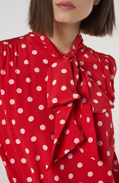 Lk Bennett Evia Long Sleeve Silk Dress In Red