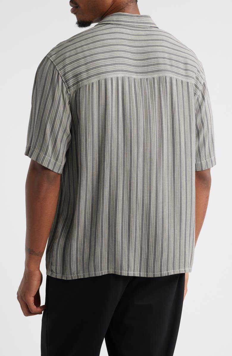 Open Edit Stripe Camp Shirt, Alternate, color, Grey Banded Stripe