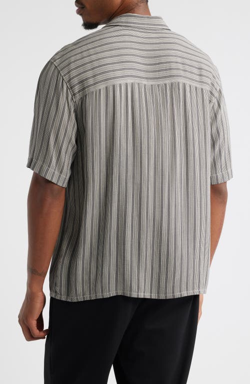 Open Edit Stripe Camp Shirt In Gray