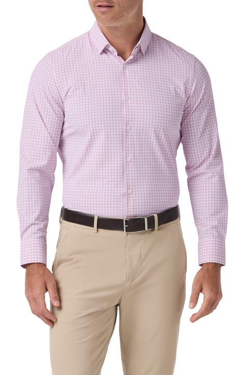 Leeward Trim Fit Plaid Performance Button-Up Shirt