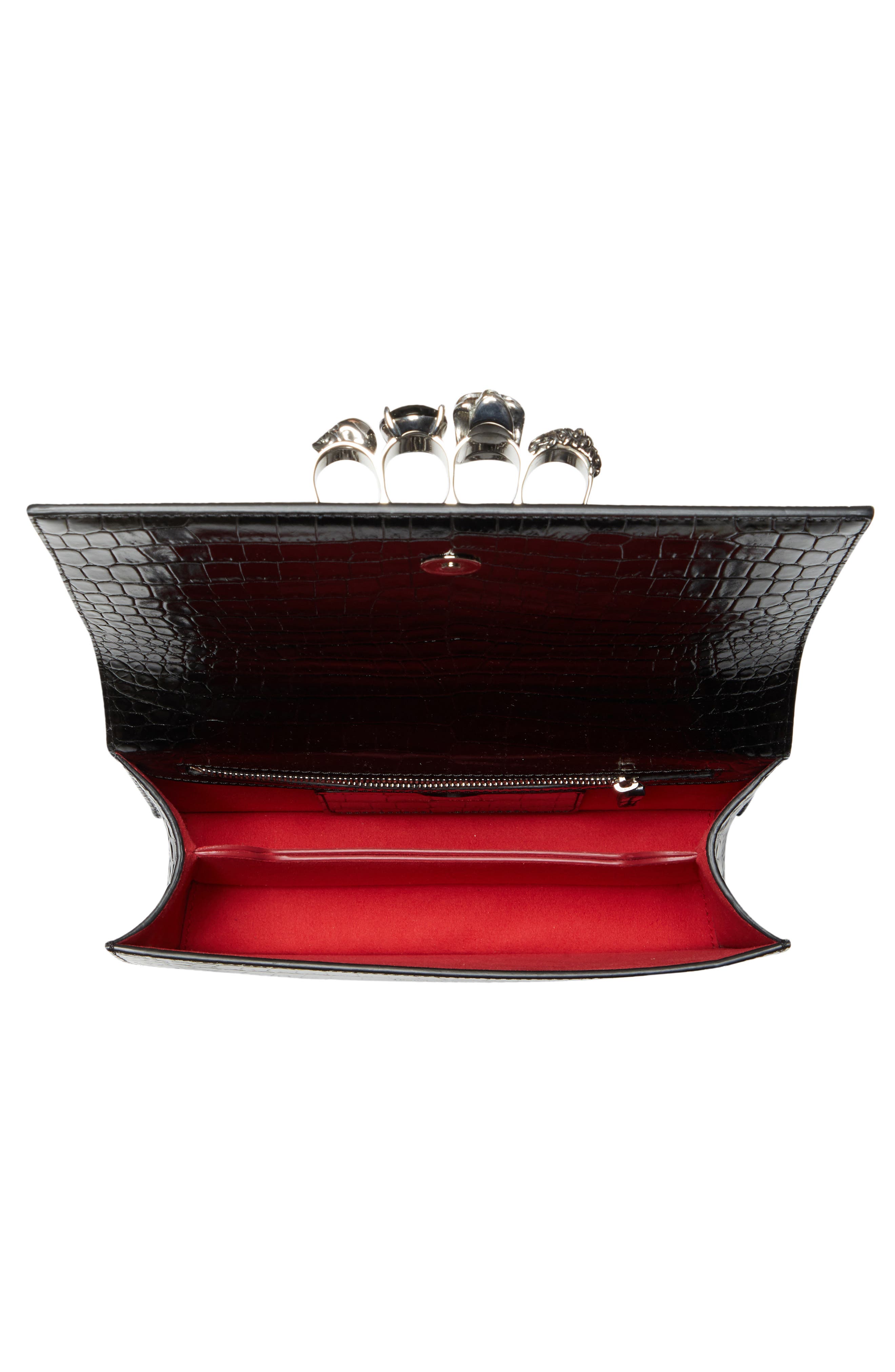 McQueen Alexander McQueen Jewelled Croc Embossed, Alternate, color, Black