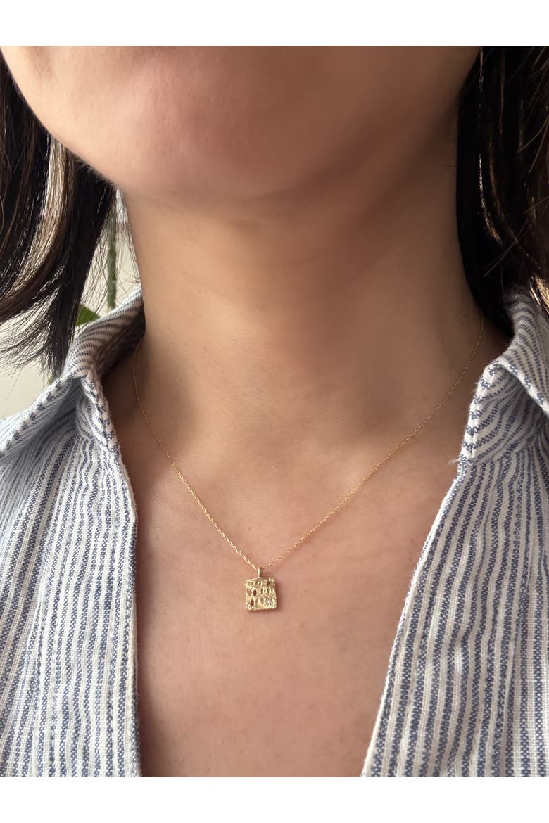 14K Sanctuary Square Diamond Necklace, Alternate, color, Gold