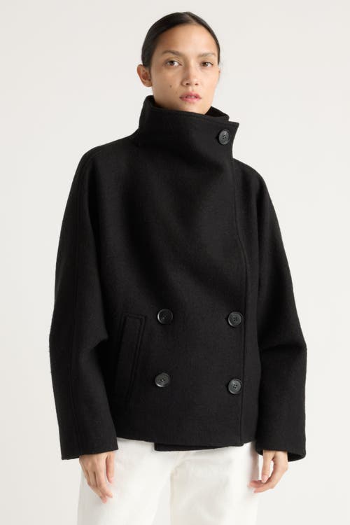Modern Citizen Vashti Wool-blend Collared Peacoat In Black