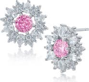 CZ by Kenneth Jay Lane Multicolor Cubic Zirconia Button Halo Stud Earrings