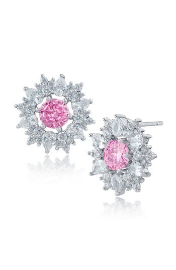 Kenneth Jay Lane Multicolor Cubic Zirconia Button Halo Stud Earrings